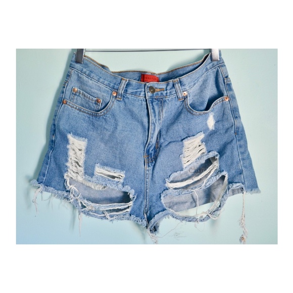 Signature Pants - High Wasted Denim Shorts